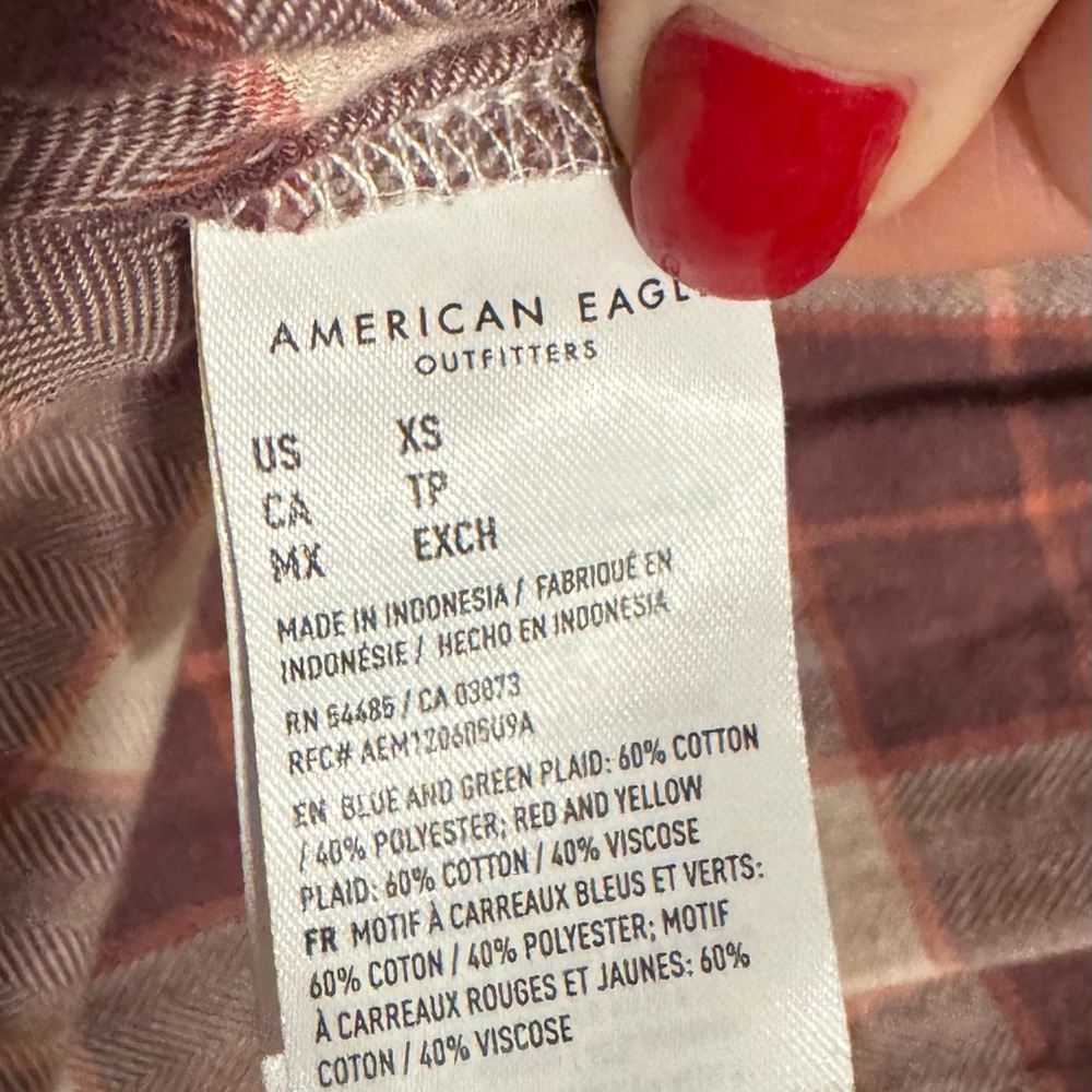 AMERICAN EAGLE Multicolor Plaid Shirt FALL/WINTER   XSMALL  #G - Picture 7 of 7